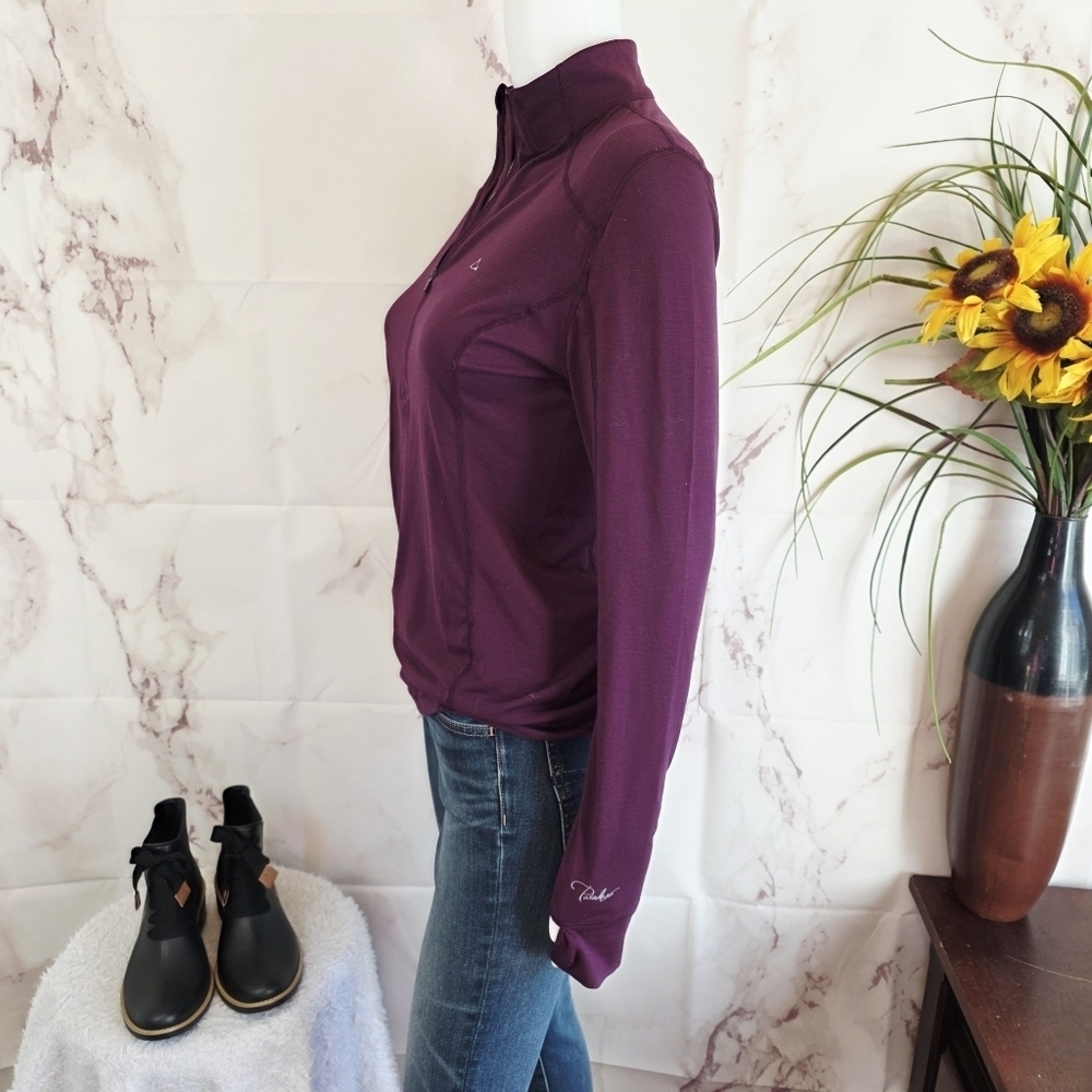Paradox Women's Long Sleeve Wool Blend Drirelease Plum Top - Picture 2 of 7